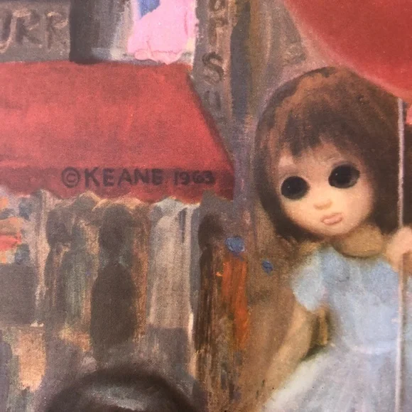 1963 Vintage Keane Print Big Eyes Sunday In Chinatown Midcentury Lithograph - Picture 5 of 9
